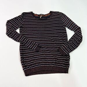 Scotch & Soda Sweater Women's Small Striped Lurex Black & Purple Knit Pullover